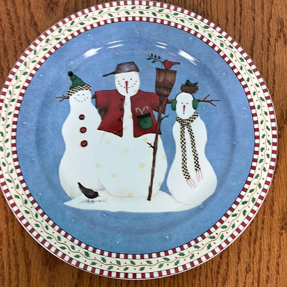 Platter Debbie Mumm Sakura snowman large serving dish